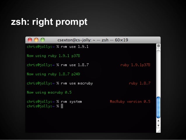 mac os x 10.8 zsh